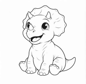 Desenho de Dinossauro Triceratops Fofo Baby Colorir Imprimir 17