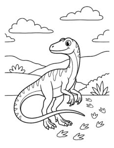 Desenho de Dinossauro Velociraptor Desenho Colorir Imprimir 08