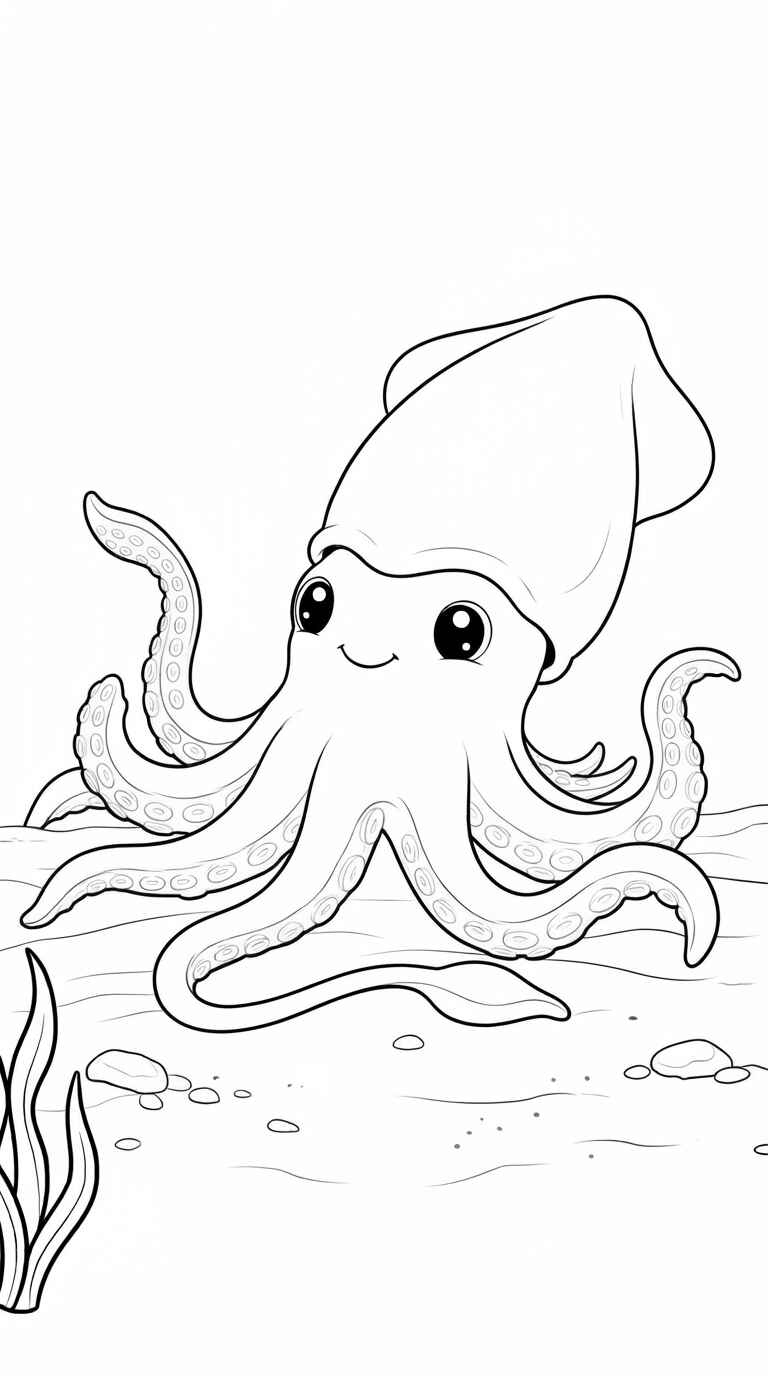Desenho de Lula Animais Marinhos Desenho Colorir Imprimir 12