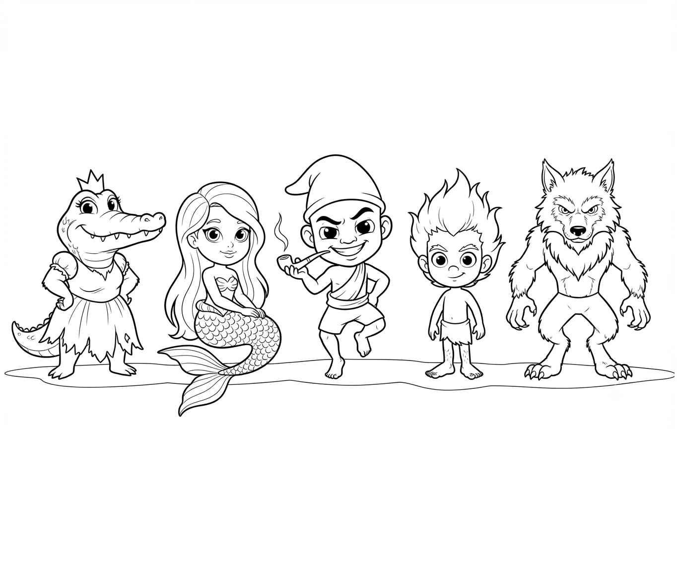 Desenho de Personagens Folclore Brasileiro Saci Curupira Boto Cuca Iara Lobisomem Desenho Colorir Imprimir 2