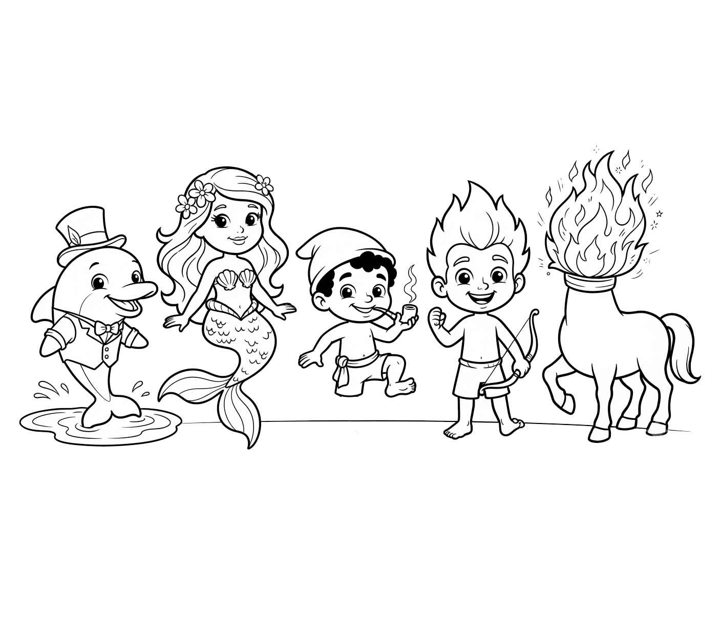 Desenho de Personagens Folclore Brasileiro Saci Curupira Boto Cuca Iara Lobisomem Desenho Colorir Imprimir 6