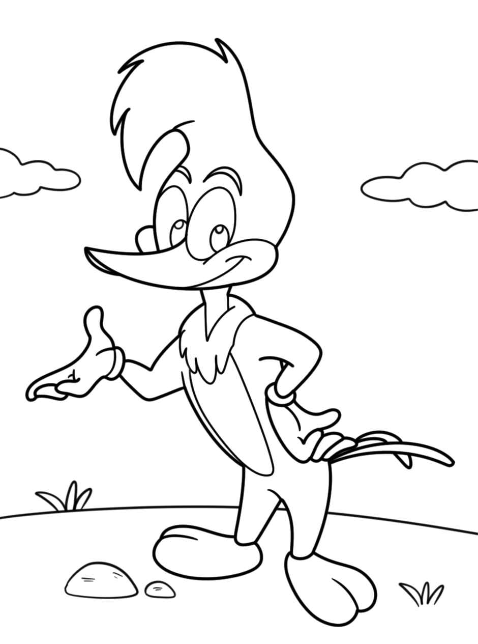 Desenho de Pica Pau Woodpecker Desenho Colorir Imprimir 1
