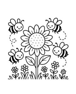 Desenho de Primavera Abelhas Flor Desenho Colorir Imprimir 19