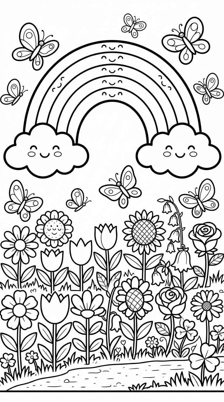 Desenho de Primavera Arco Iris Desenho Colorir Imprimir 17