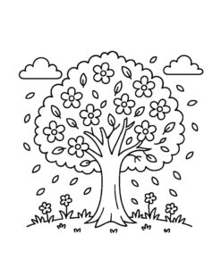 Desenho de Primavera Arvore Flores Desenho Colorir Imprimir 28