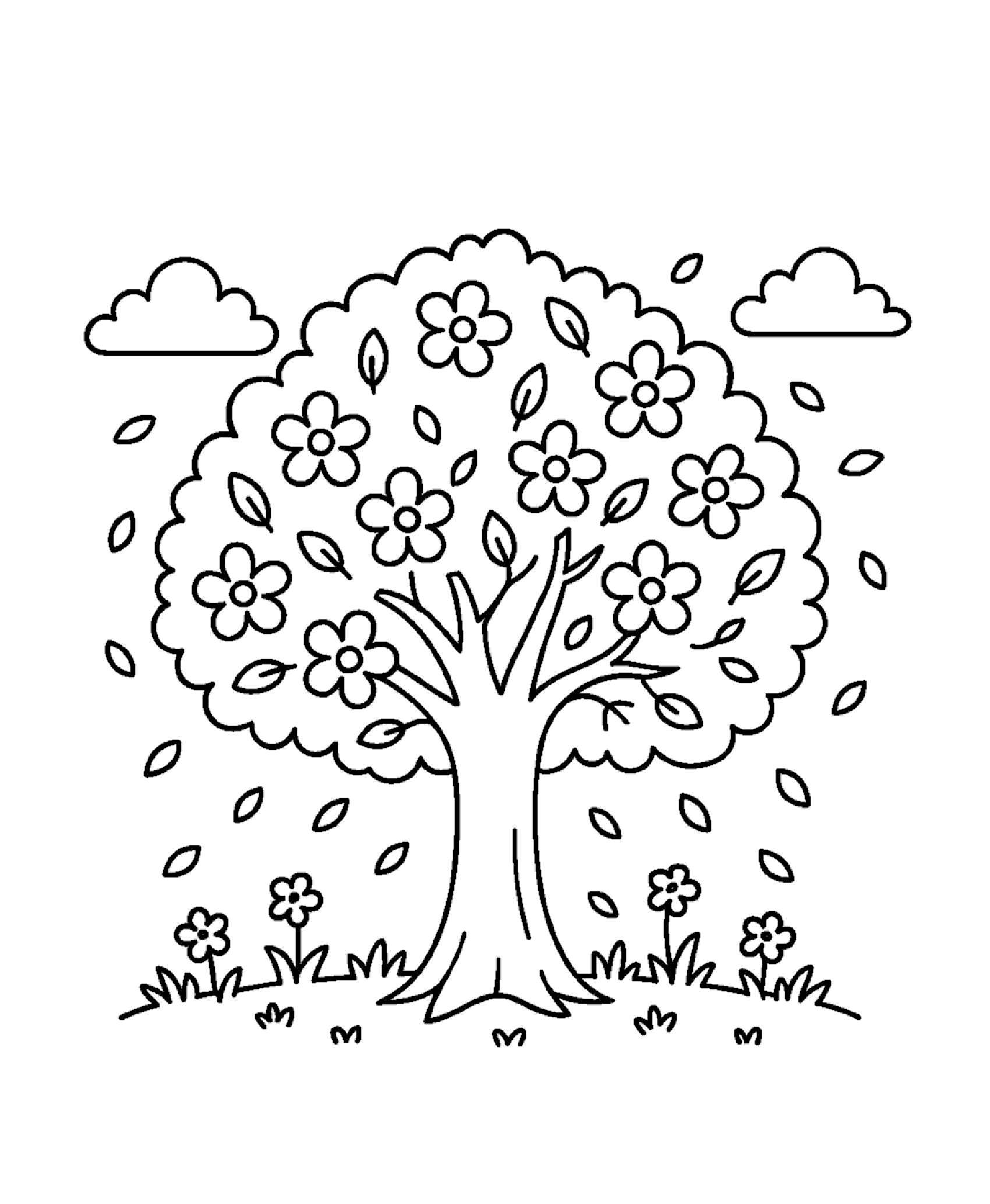 Desenho de Primavera Arvore Flores Desenho Colorir Imprimir 28