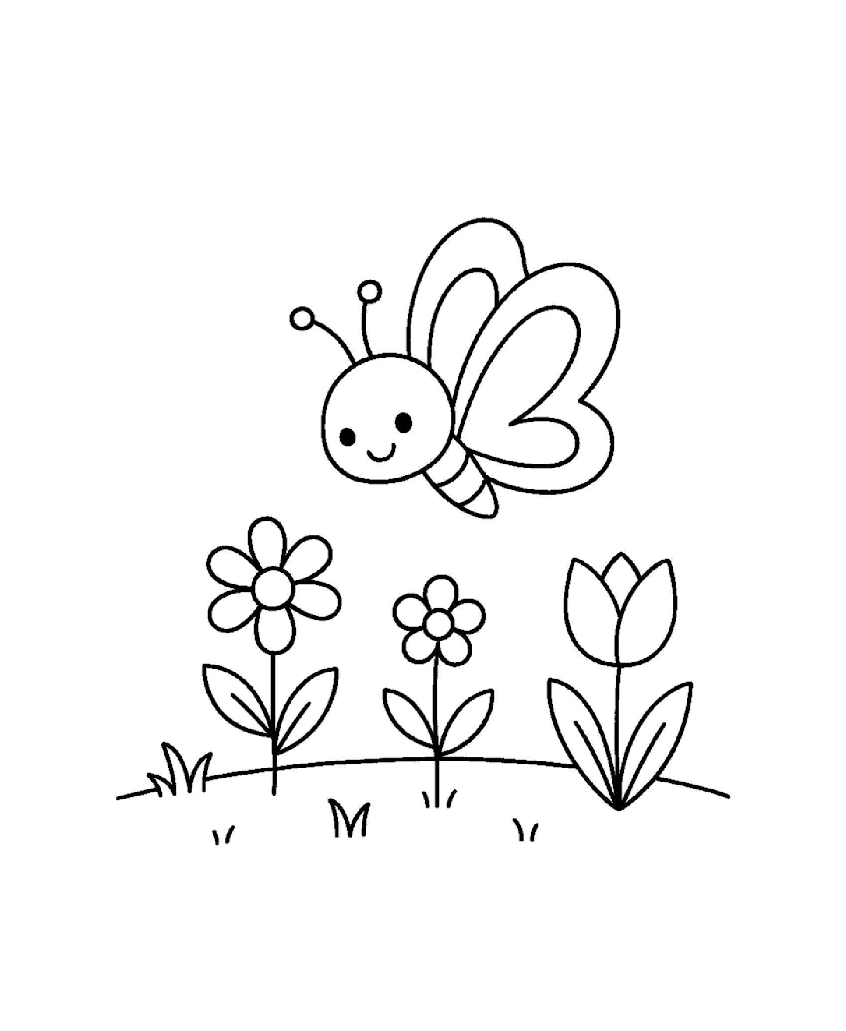 Desenho de Primavera Borboleta Campo Desenho Colorir Imprimir 26