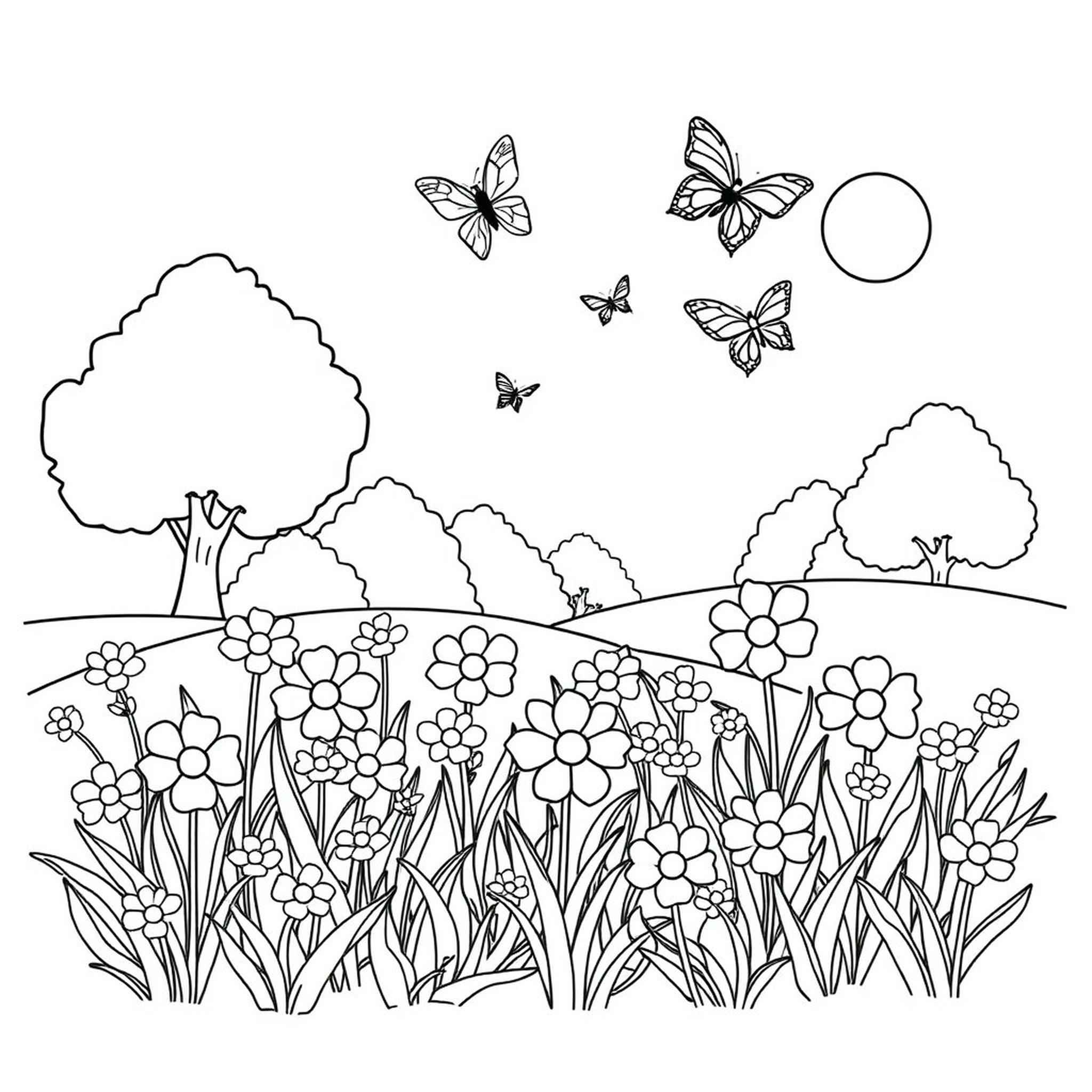 Desenho de Primavera Campo Florido Desenho Colorir Imprimir 32