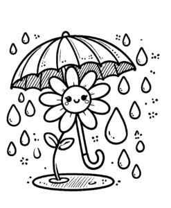 Desenho de Primavera Chuva Flor Desenho Colorir Imprimir 34