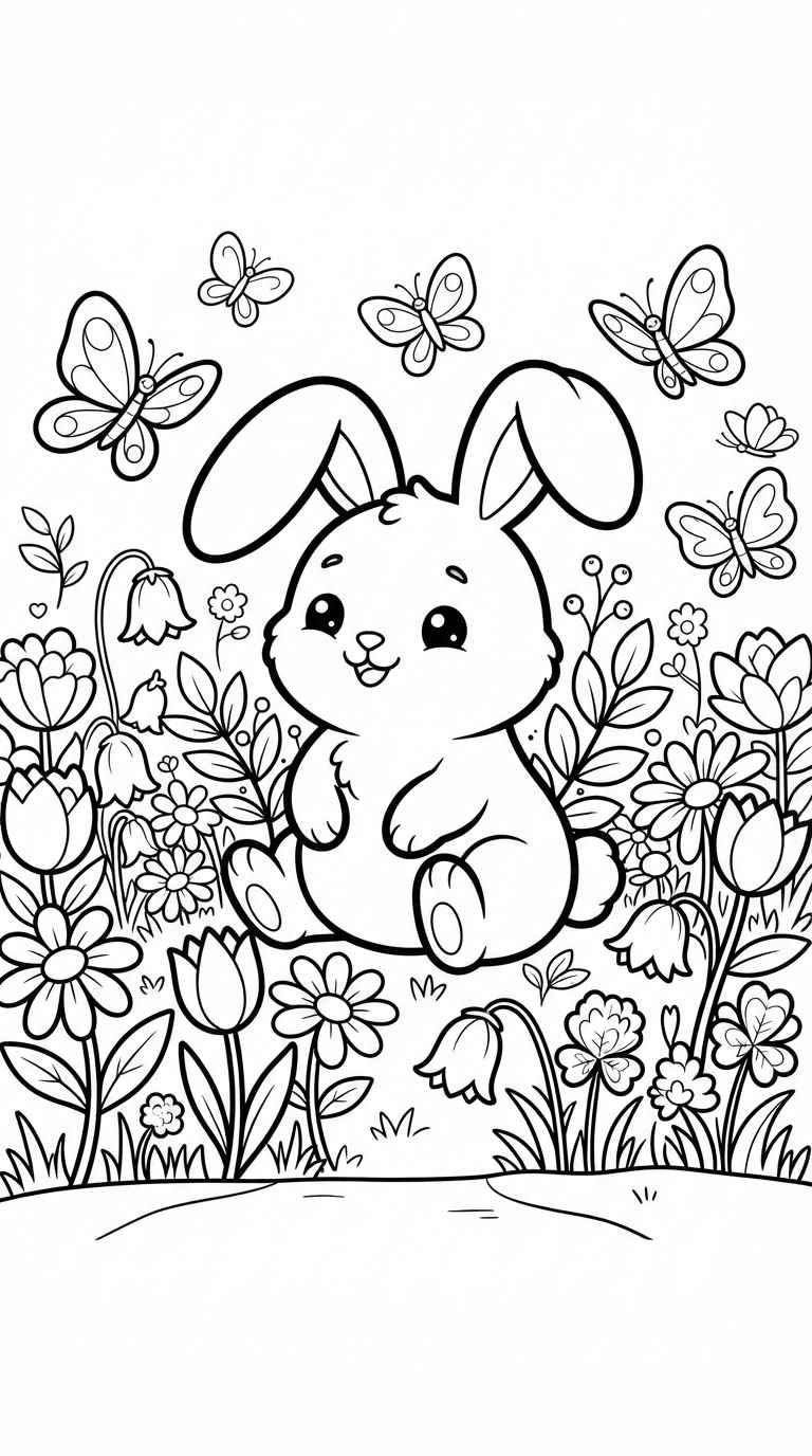 Desenho de Primavera Coelho Desenho Colorir Imprimir 02