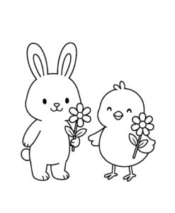 Desenho de Primavera Coelho Pintinho Desenho Colorir Imprimir 23