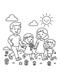 Desenho de Primavera Familia Feliz Desenho Colorir Imprimir 36