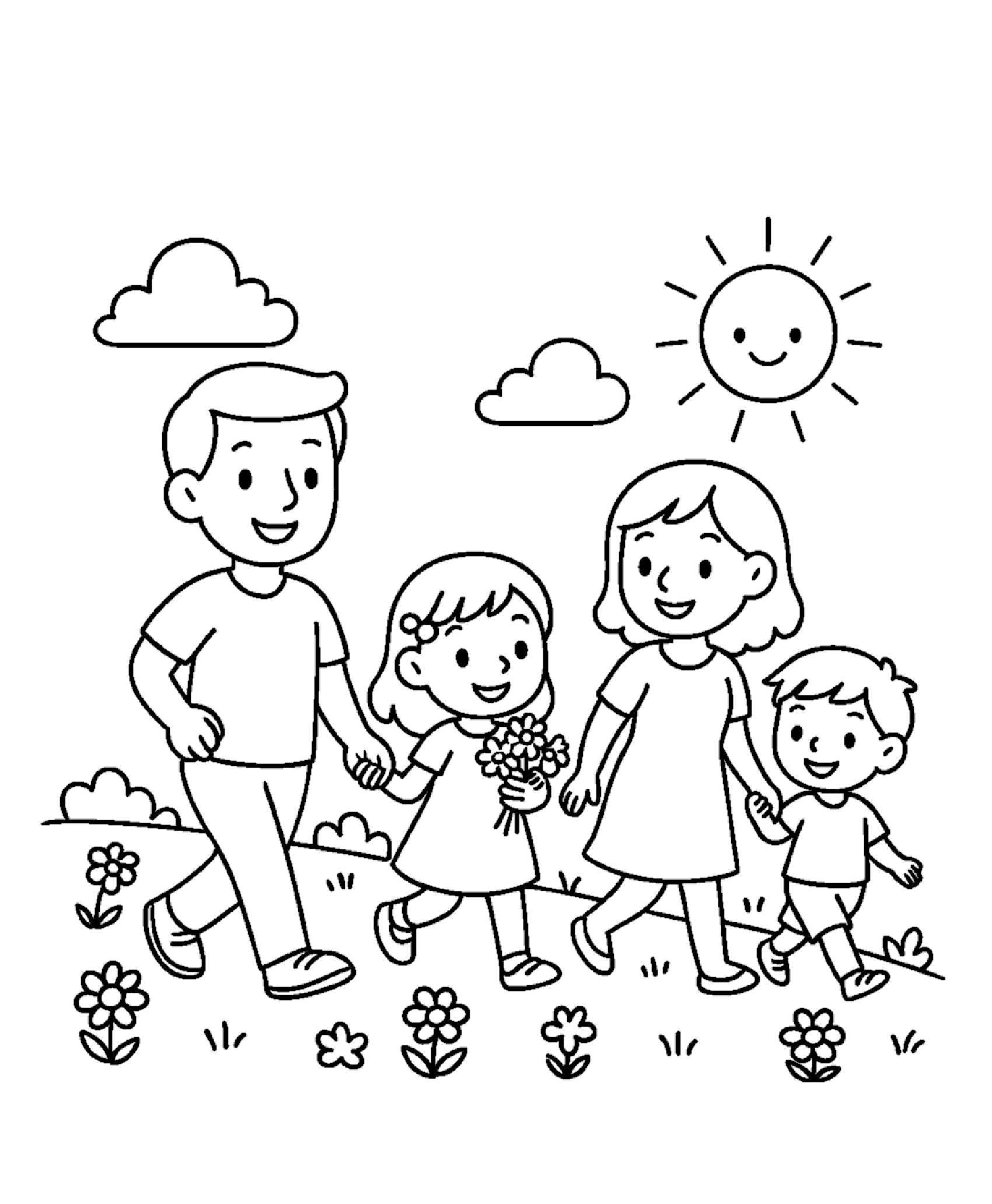 Desenho de Primavera Familia Feliz Desenho Colorir Imprimir 36
