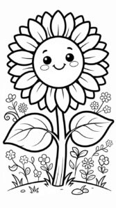 Desenho de Primavera Girassol Desenho Colorir Imprimir 05