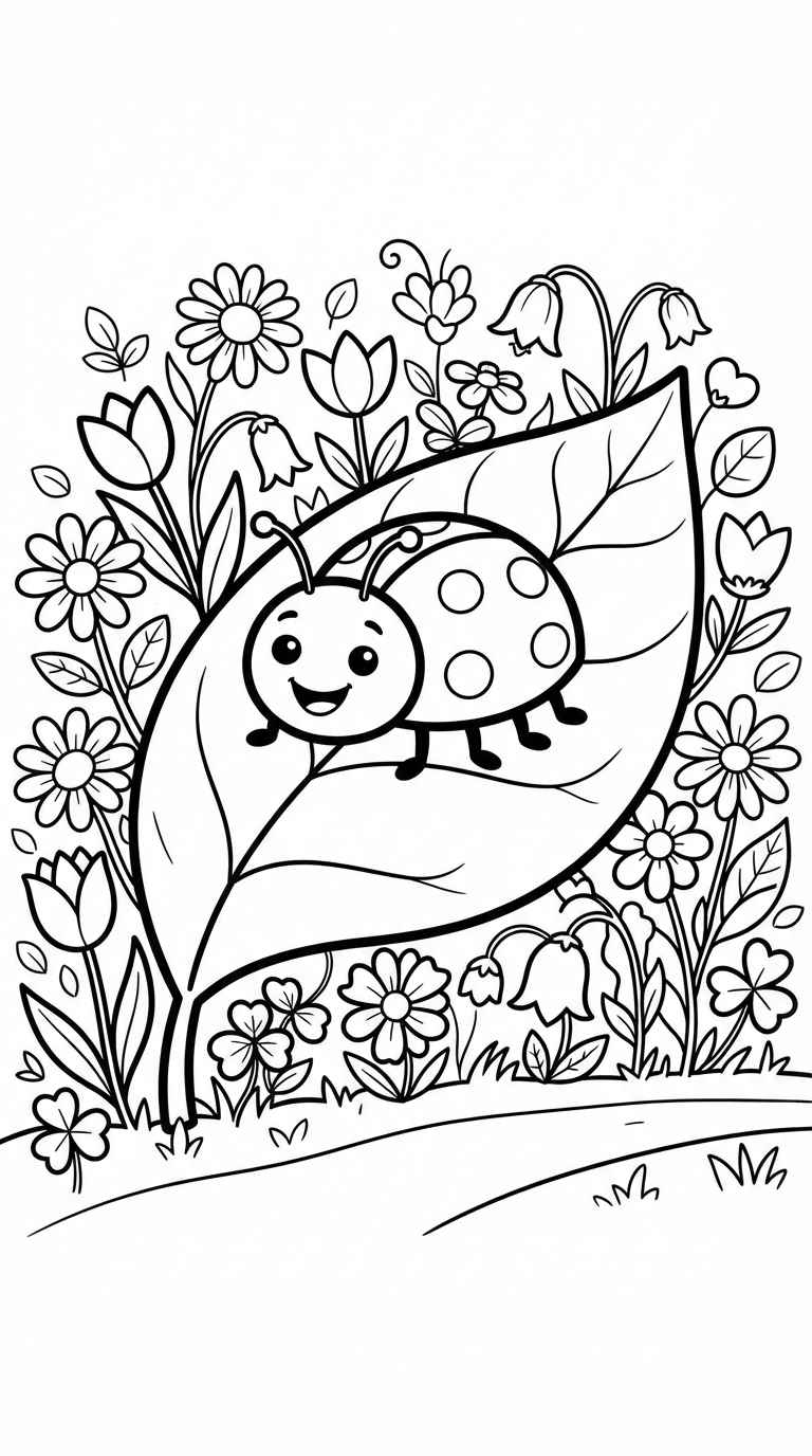 Desenho de Primavera Joaninha Desenho Colorir Imprimir 15