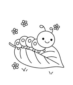 Desenho de Primavera Lagarta Folha Desenho Colorir Imprimir 27