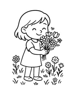 Desenho de Primavera Menina Flores Desenho Colorir Imprimir 40