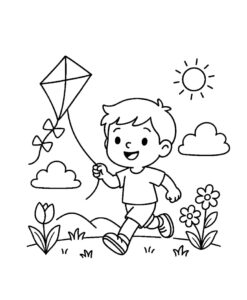 Desenho de Primavera Menino Pipa Desenho Colorir Imprimir 43