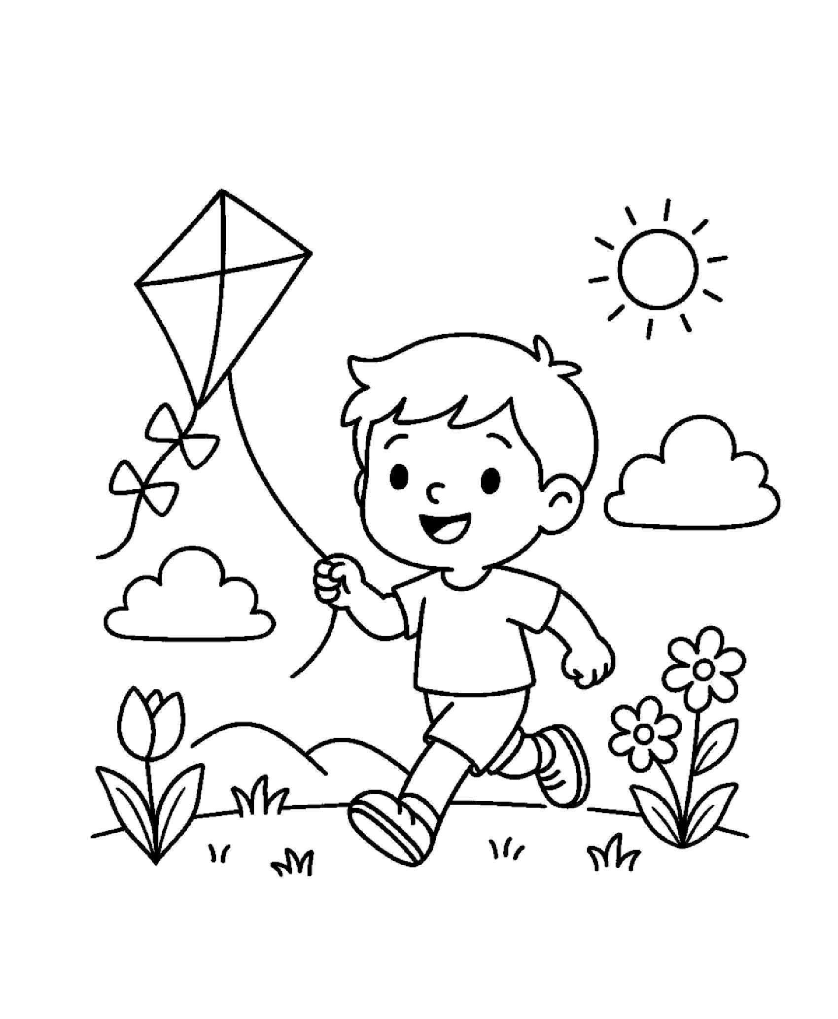 Desenho de Primavera Menino Pipa Desenho Colorir Imprimir 43