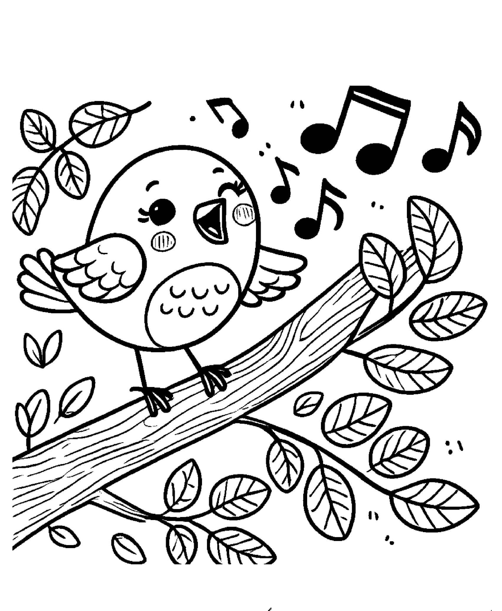 Desenho de Primavera Passaro Cantando Desenho Colorir Imprimir 20