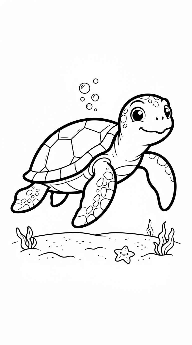 Desenho de Tartaruga Animais Marinhos Desenho Colorir Imprimir 11