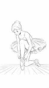 Desenho de Bailarina Arrumando Sapatilha Desenho Colorir Imprimir 09