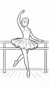 Desenho de Bailarina Barra Desenho Colorir Imprimir 01