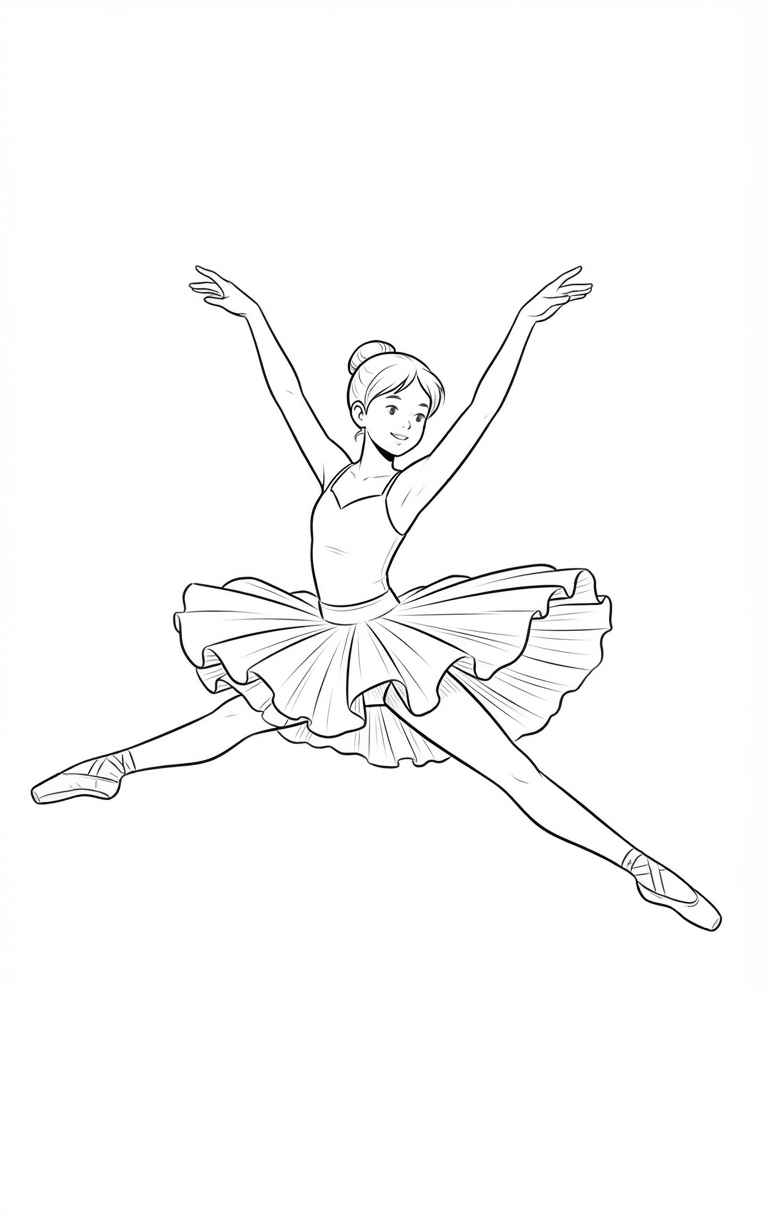 Desenho de Bailarina Pulando Desenho Colorir Imprimir 10
