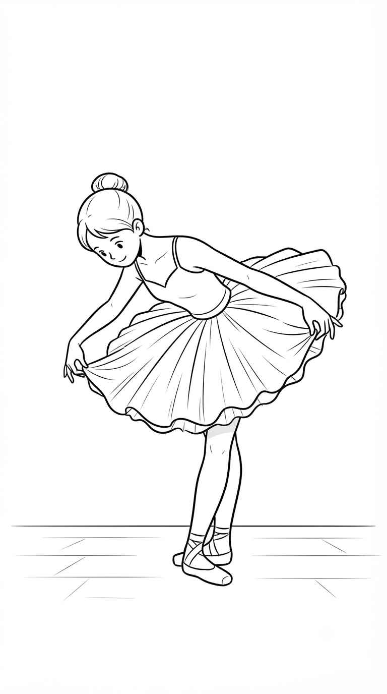 Desenho de Bailarina Reverencia Desenho Colorir Imprimir 06