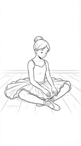 Desenho de Bailarina Sentada Desenho Colorir Imprimir 03