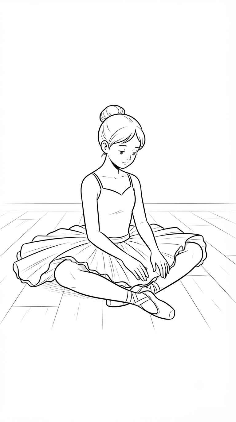 Desenho de Bailarina Sentada Desenho Colorir Imprimir 03