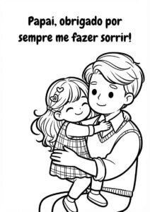 Desenho de Feliz Dia Dos Pais Abracando Filha Desenho Colorir Imprimir 22
