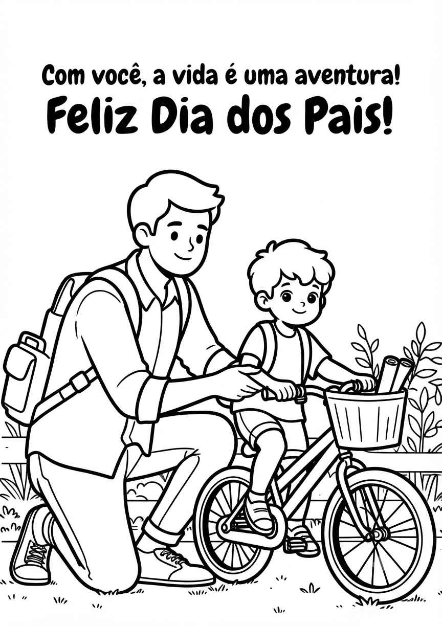 Desenho de Feliz Dia Dos Pais Andando Bicicleta Filho Desenho Colorir Imprimir 18