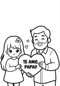 Desenho de Feliz Dia Dos Pais Coracao Filha Desenho Colorir Imprimir 11
