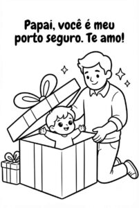 Desenho de Feliz Dia Dos Pais Filho Dentro Presente Desenho Colorir Imprimir 05