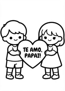 Desenho de Feliz Dia Dos Pais Filho Filha Coracao Desenho Colorir Imprimir 20
