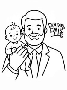 Desenho de Feliz Dia Dos Pais Pai Filho Bebe Desenho Colorir Imprimir 04