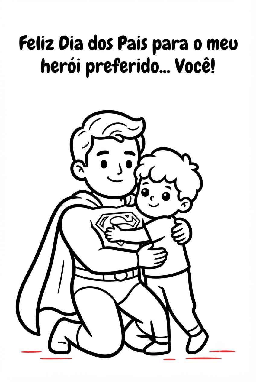 Desenho de Feliz Dia Dos Pais Superheroi Filho Desenho Colorir Imprimir 14