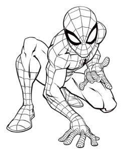 Desenho de Homem Aranha Agachado Aura Desenho Colorir Imprimir 08