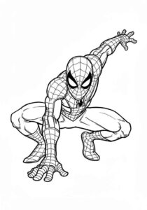 Desenho de Homem Aranha Agachado Pose Desenho Colorir Imprimir 02