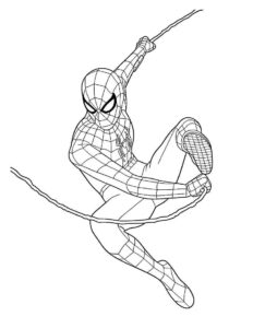 Desenho de Homem Aranha Balancando Teia Comics Quadrinhos Desenho Colorir Imprimir 03