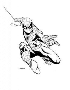 Desenho de Homem Aranha Balancando Teia Pose Famosa Desenho Colorir Imprimir 07