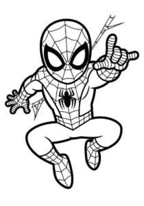 Desenho de Homem Aranha Cartoon Chibi Teia Desenho Colorir Imprimir 04