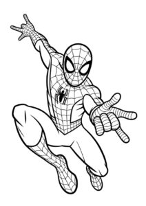 Desenho de Homem Aranha Pulando Fazendo Sinal Mao Desenho Colorir Imprimir 12
