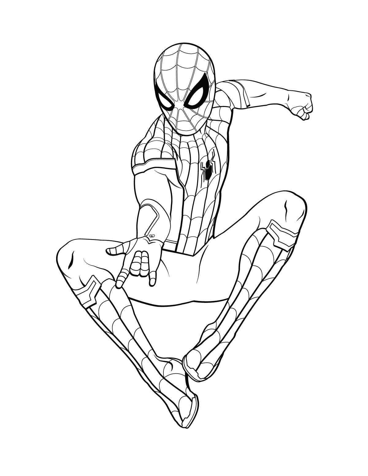 Desenho de Homem Aranha Pulando Mao Pose Teia Desenho Colorir Imprimir 09
