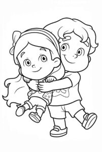 Desenho de Maria Clara E JP Cartoon Abraco Desenho Colorir Imprimir 10