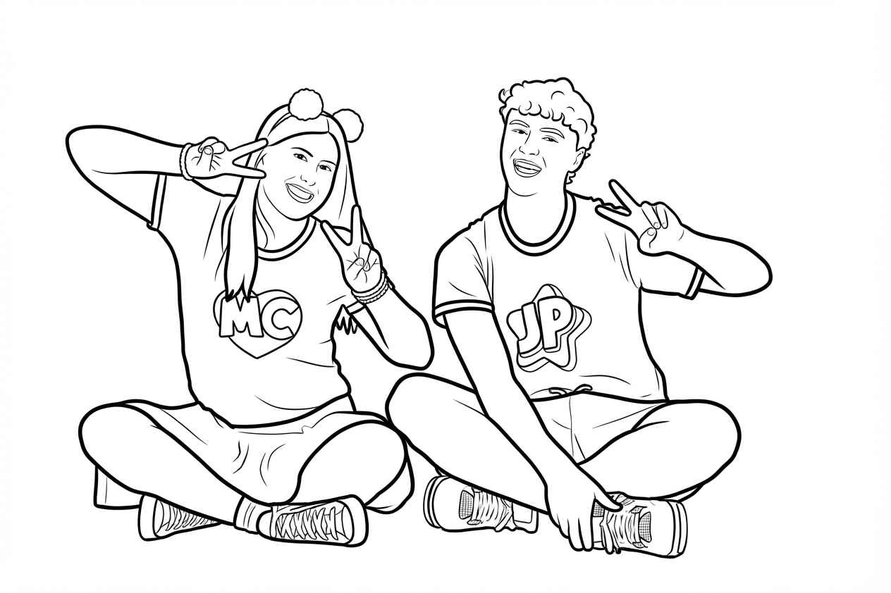 Desenho de Maria Clara E JP Sentados V De Vitoria Desenho Colorir Imprimir 08
