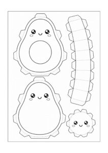 Desenho de Paper Squishy Abacate Desenho Colorir Imprimir 02