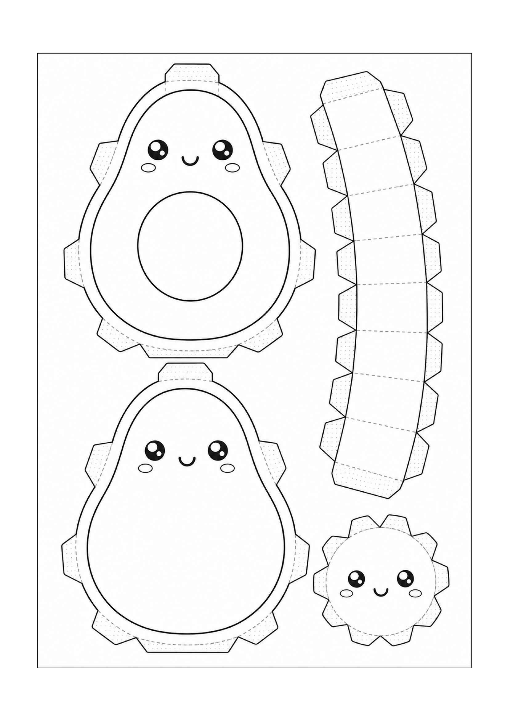 Desenho de Paper Squishy Abacate Desenho Colorir Imprimir 02