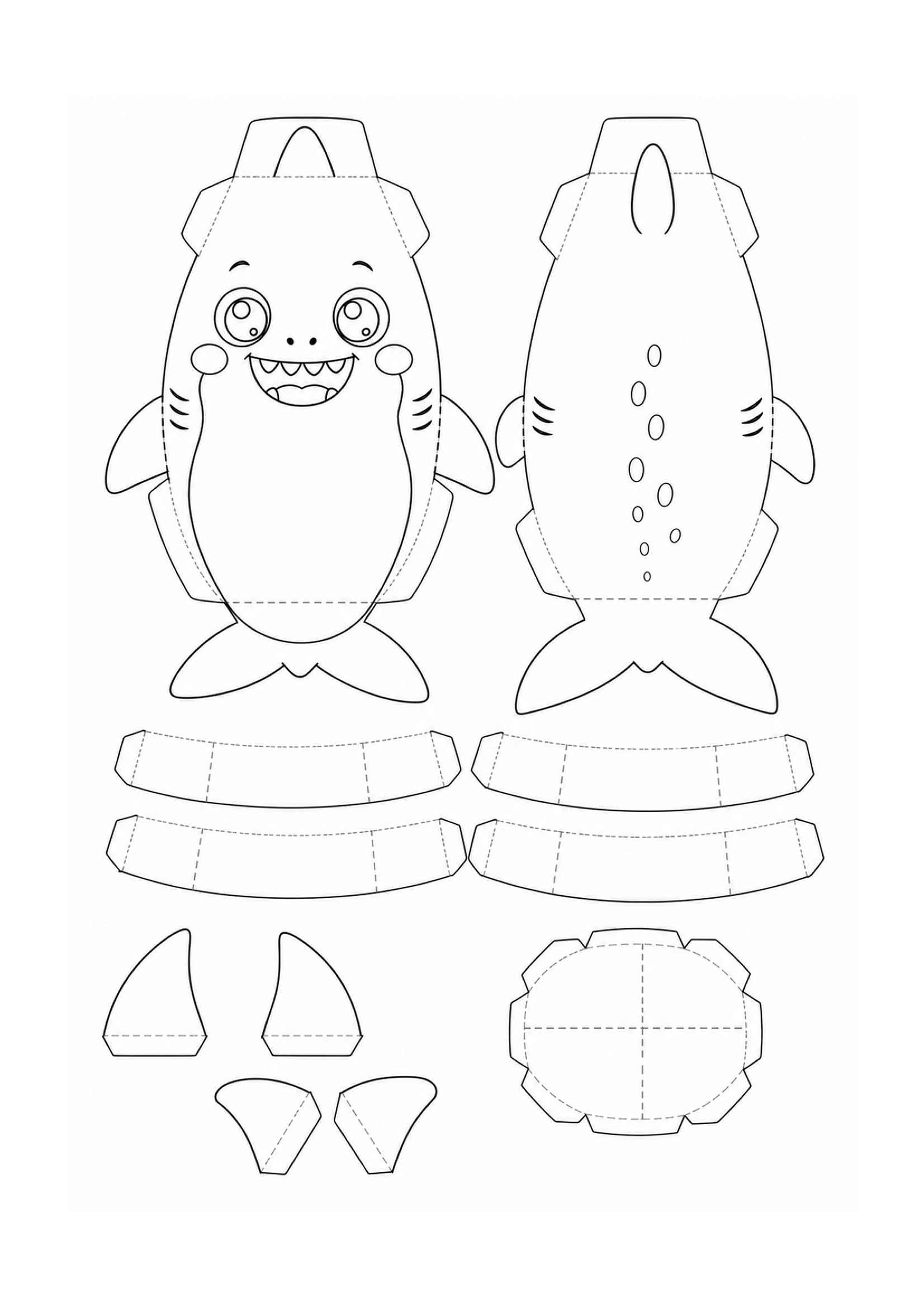 Desenho de Paper Squishy Baby Shark Tubarao Desenho Colorir Imprimir 03